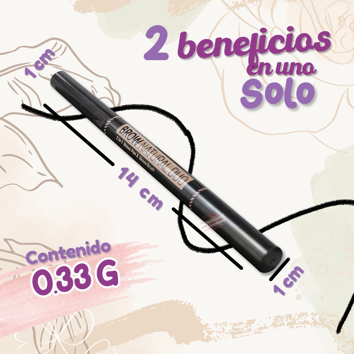 Foto 2 | Lápiz Con Cepillo Para Cejas Brow Natural Duo 2 En 1, Marron Claro