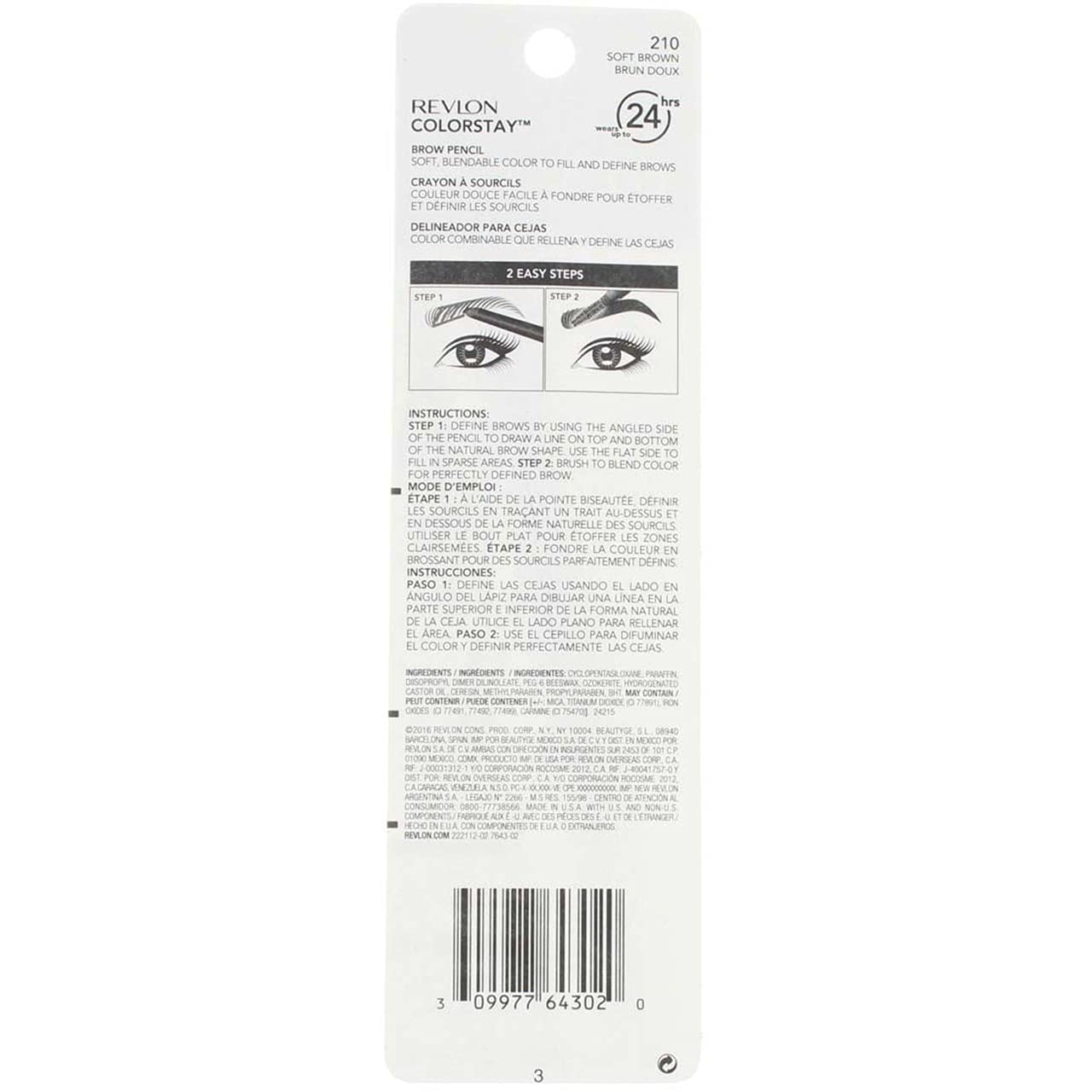 Foto 6 pulgar | Lápiz de Cejas Revlon Colorstay 210 Soft Brown Waterproof 2 Piezas - Venta Internacional