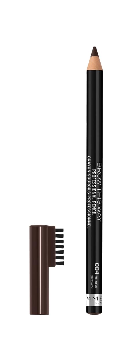 Foto 2 pulgar | Lápiz De Cejas Rimmel London Brow This Way 004 Black Brown - Venta Internacional.