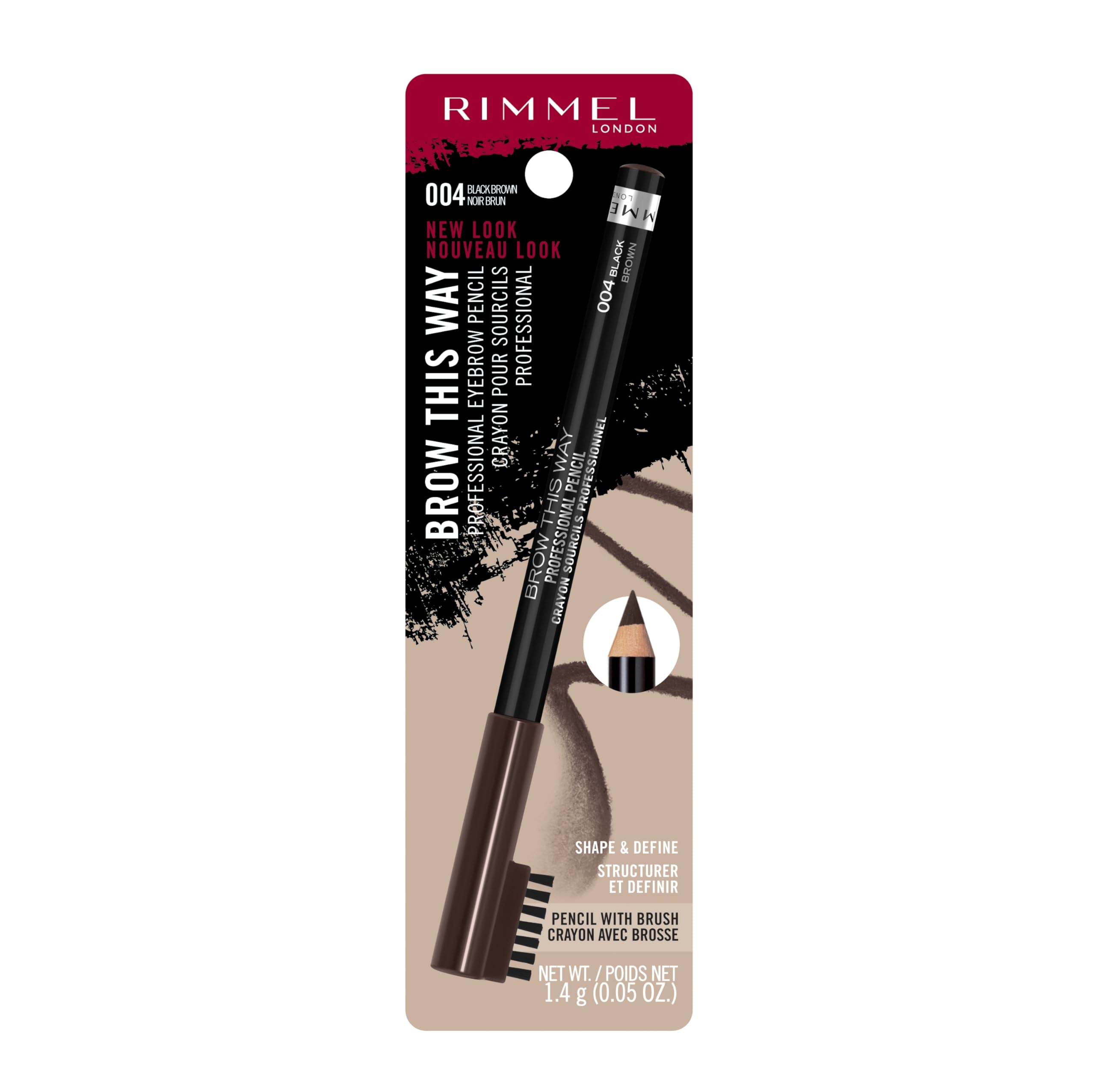 Foto 4 pulgar | Lápiz De Cejas Rimmel London Brow This Way 004 Black Brown - Venta Internacional.