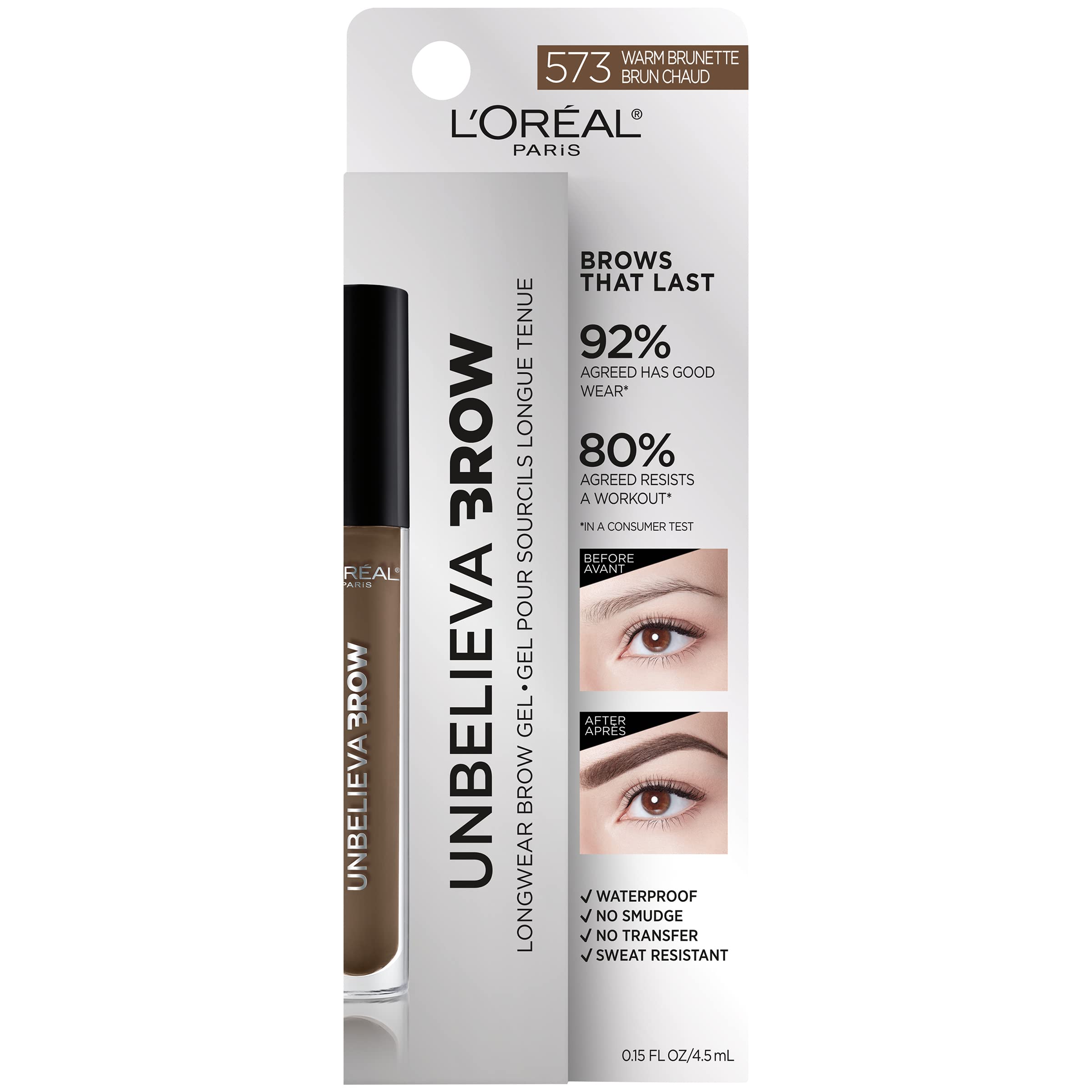 Foto 3 pulgar | Gel Para Cejas L'oreal Paris Unbelieva-brow, Impermeable Y Cálido, Morena - Venta Internacional.