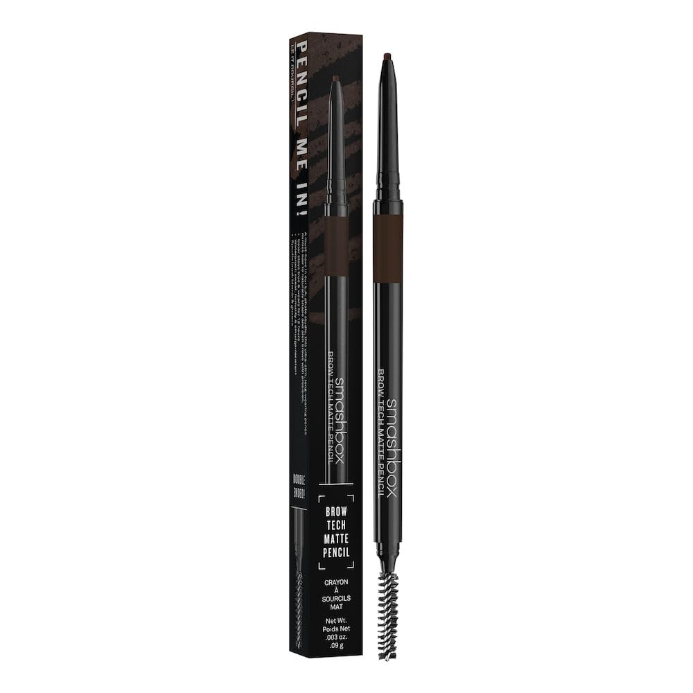 Foto 4 pulgar | Lápiz Para Cejas Smashbox Brow Tech Matte De Doble Punta, Color Marrón Oscuro - Venta Internacional.