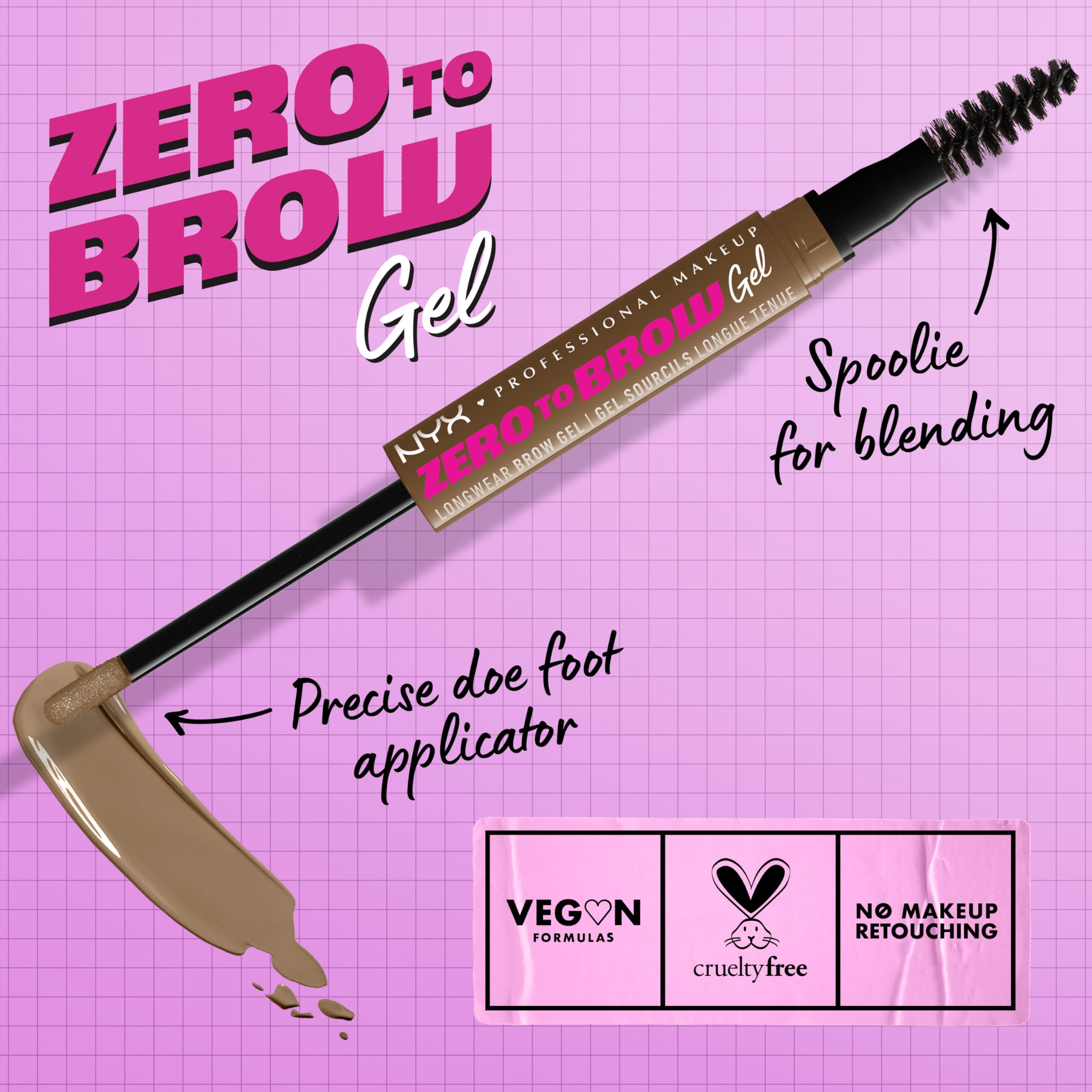 Foto 3 pulgar | Gel Para Cejas Nyx Professional Makeup Zero To Brow Taupe - Venta Internacional.