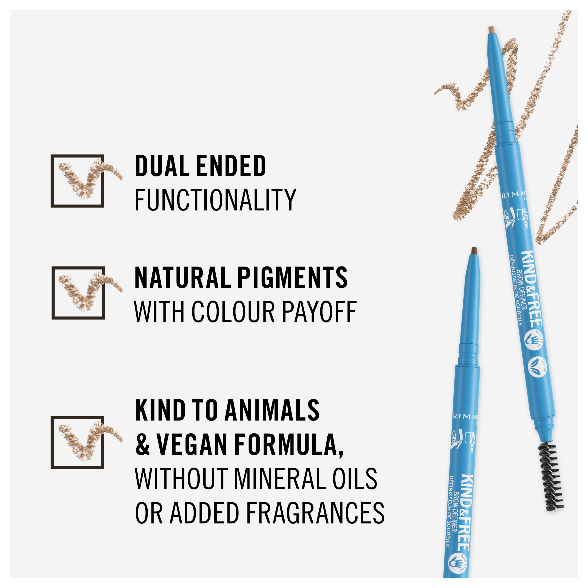 Foto 5 pulgar | Brow Definer Rimmel Kind & Free 002 Taupe Vegan - Venta Internacional.