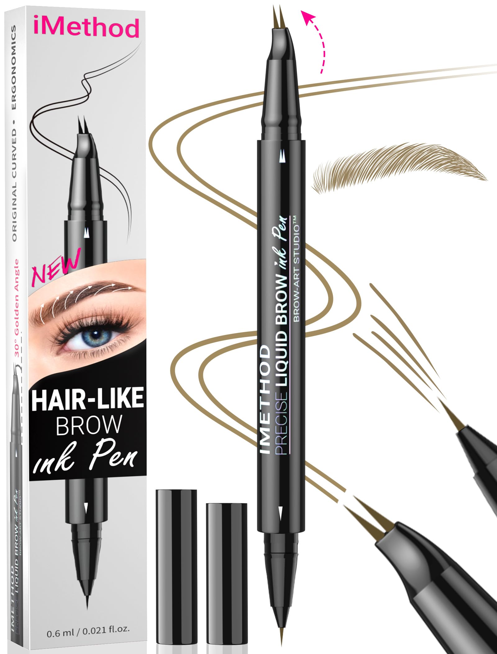 Foto 2 pulgar | Lápiz Para Cejas Imethod Curved Brow Pencil 2 En 1, Color Marrón, Dura 24 Horas - Venta Internacional.