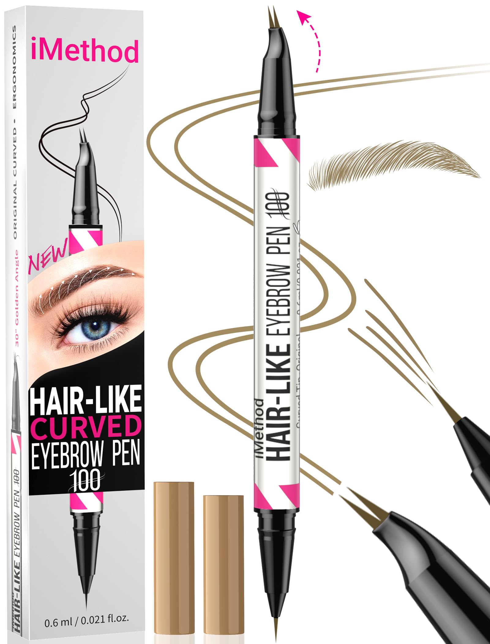 Foto 1 | Bolígrafo Para Cejas Imethod Con Punta Curva Y Punta De Pincel Precisa, Color Marrón Claro - Venta Internacional.