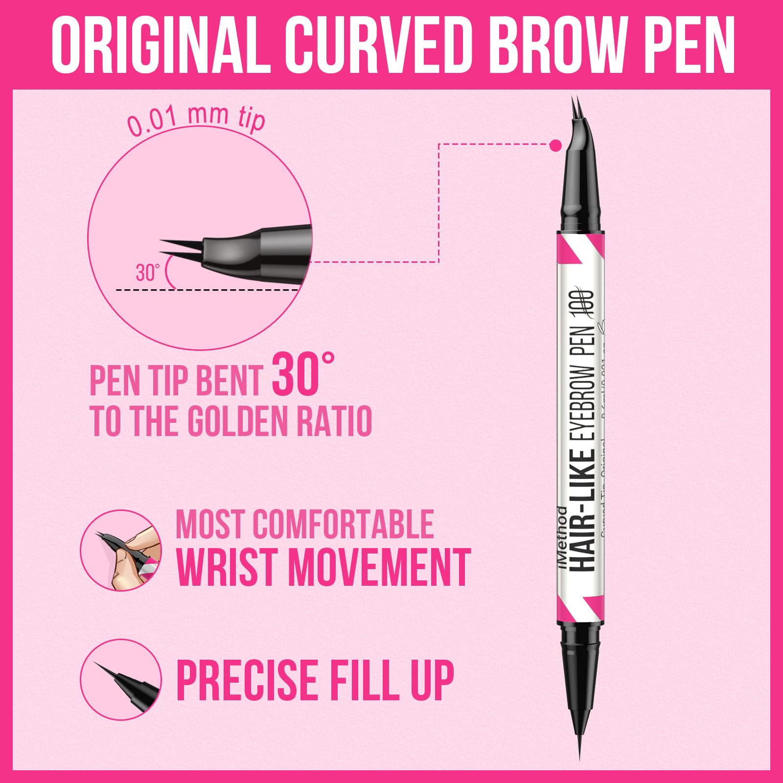 Foto 7 pulgar | Bolígrafo Para Cejas Imethod Con Punta Curva Y Punta De Pincel Precisa, Color Marrón Claro - Venta Internacional.