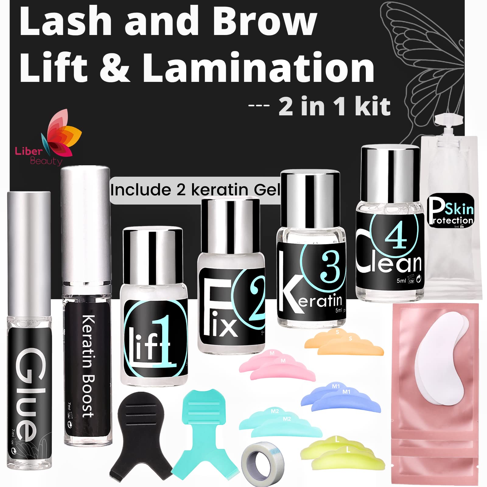 Foto 2 pulgar | Kit De Permanente De Pestañas Y Kit De Laminación De Cejas Liber Beauty - Venta Internacional.