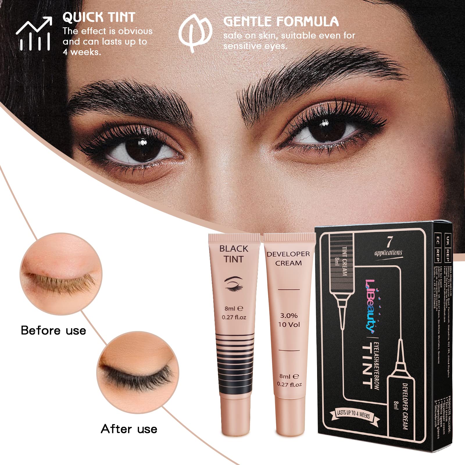 Foto 3 pulgar | Kit De Color Negro Para Pestañas Y Cejas Libeauty Instant Effect - Venta Internacional.