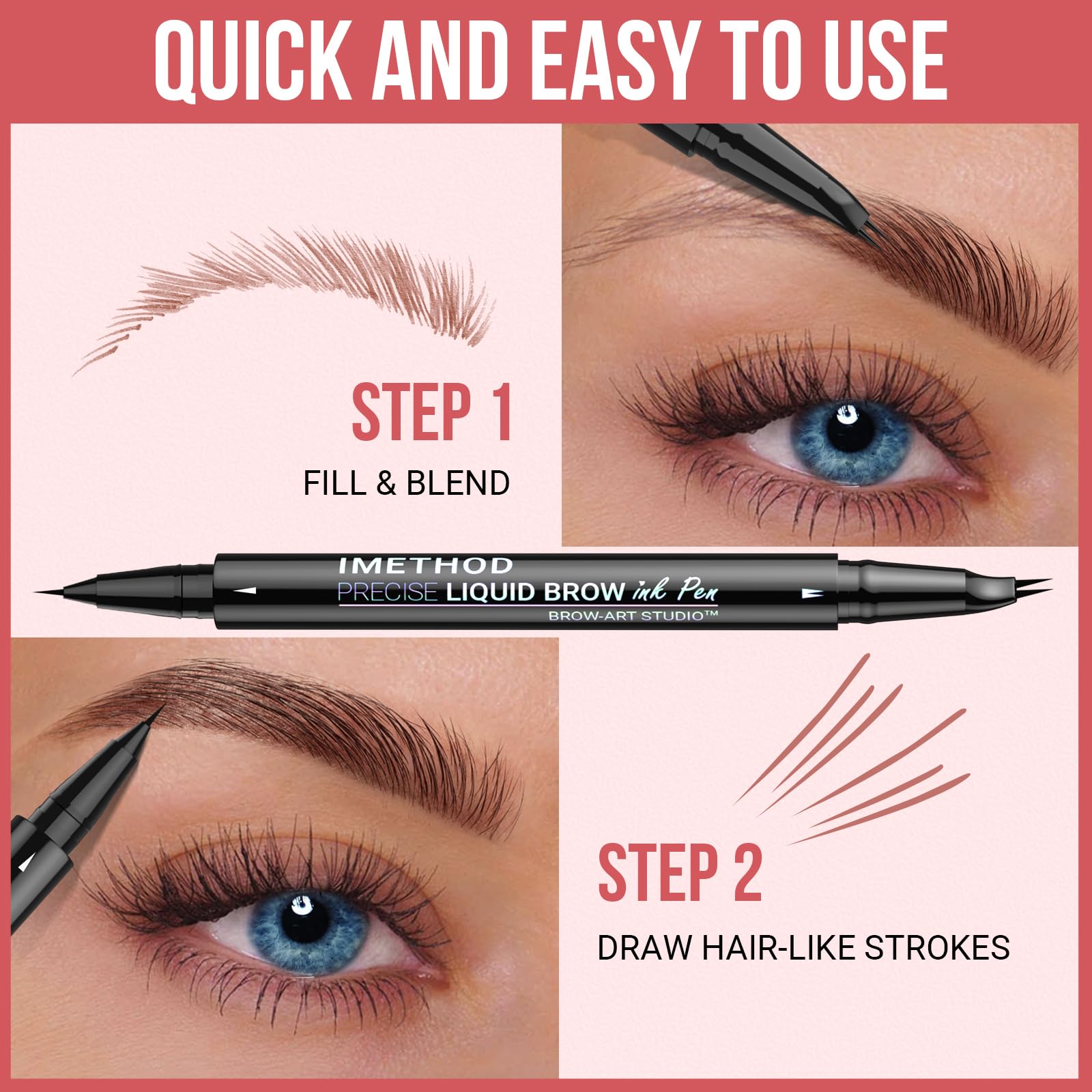 Foto 6 pulgar | Bolígrafo Para Cejas Imethod, Curvo, Con Doble Punta, Microblading, Negro Y Marrón - Venta Internacional.