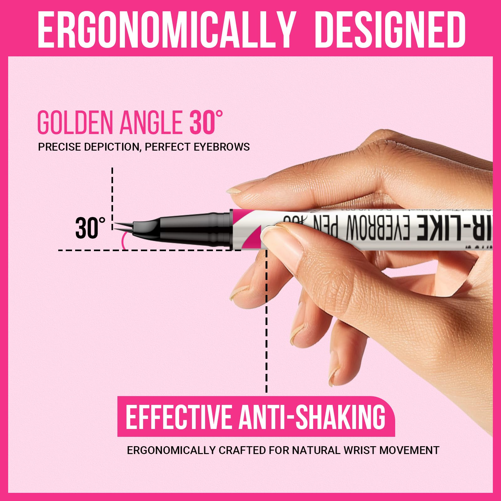 Foto 3 pulgar | Bolígrafo Para Cejas Imethod Con Punta Curva Y Punta De Pincel Precisa, Color Negro - Venta Internacional.