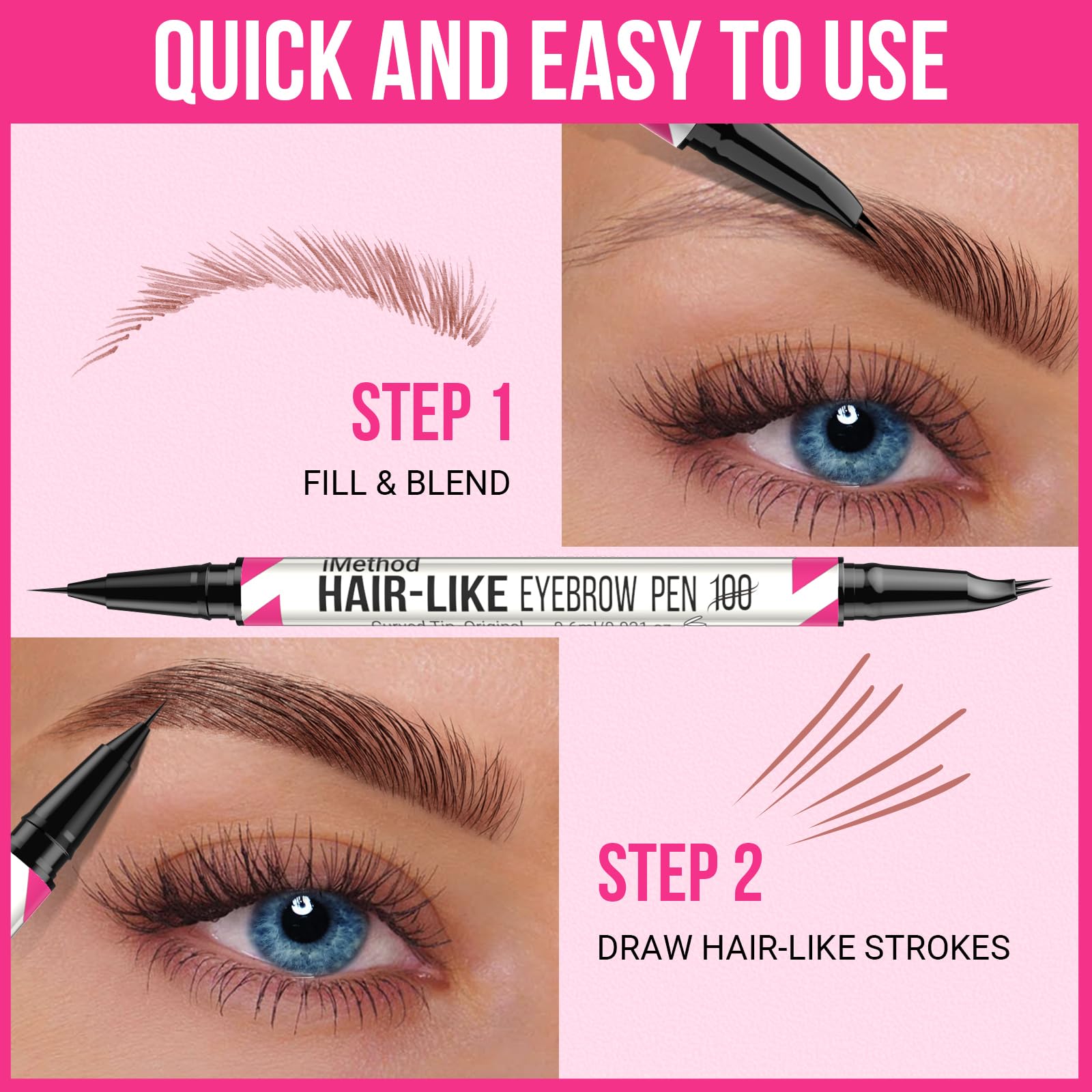 Foto 6 pulgar | Bolígrafo Para Cejas Imethod Con Punta Curva Y Punta De Pincel Precisa, Color Negro - Venta Internacional.