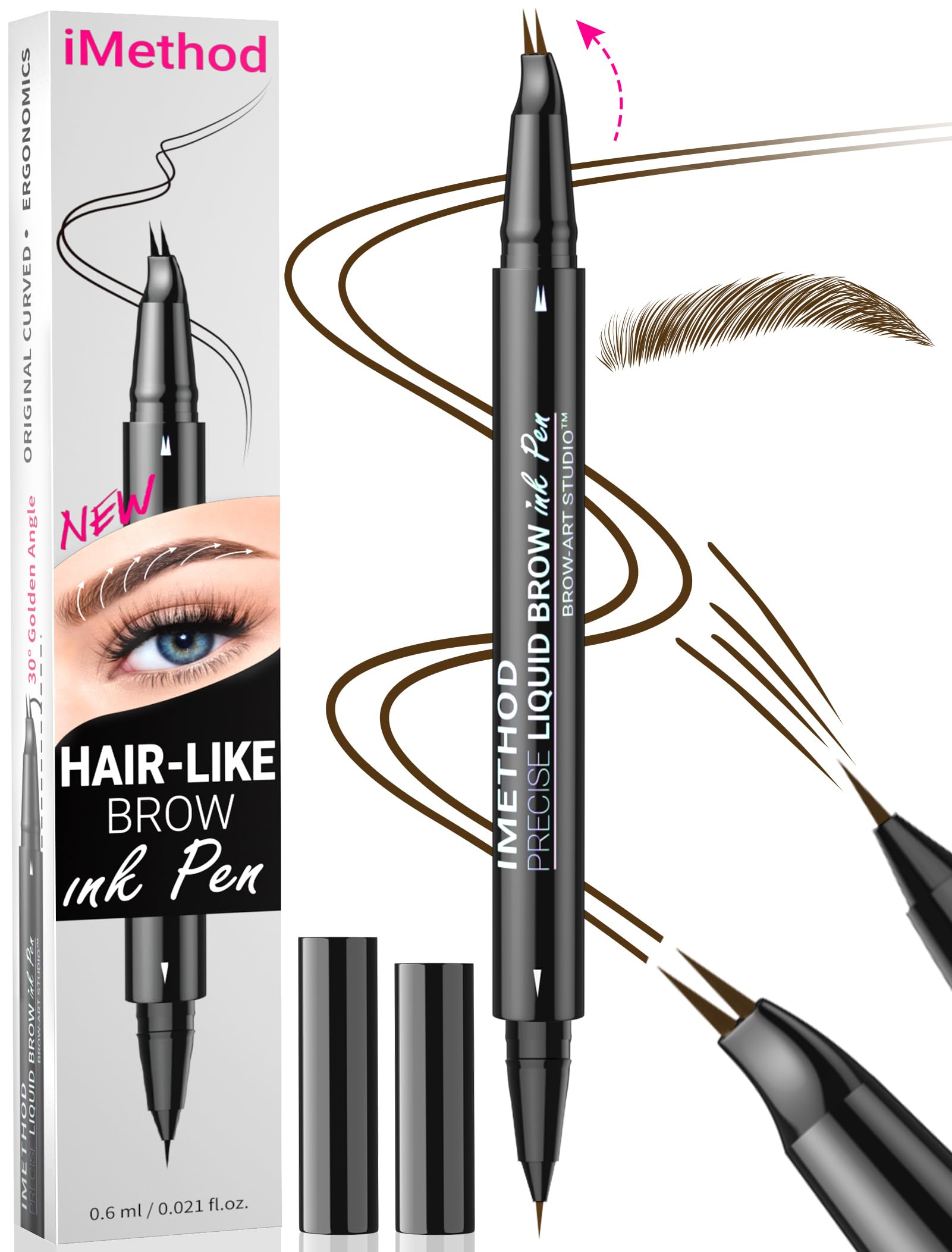 Foto 1 | Bolígrafo Para Cejas Imethod, Curvo, Con Doble Punta, Microblading, Color Marrón Oscuro - Venta Internacional.