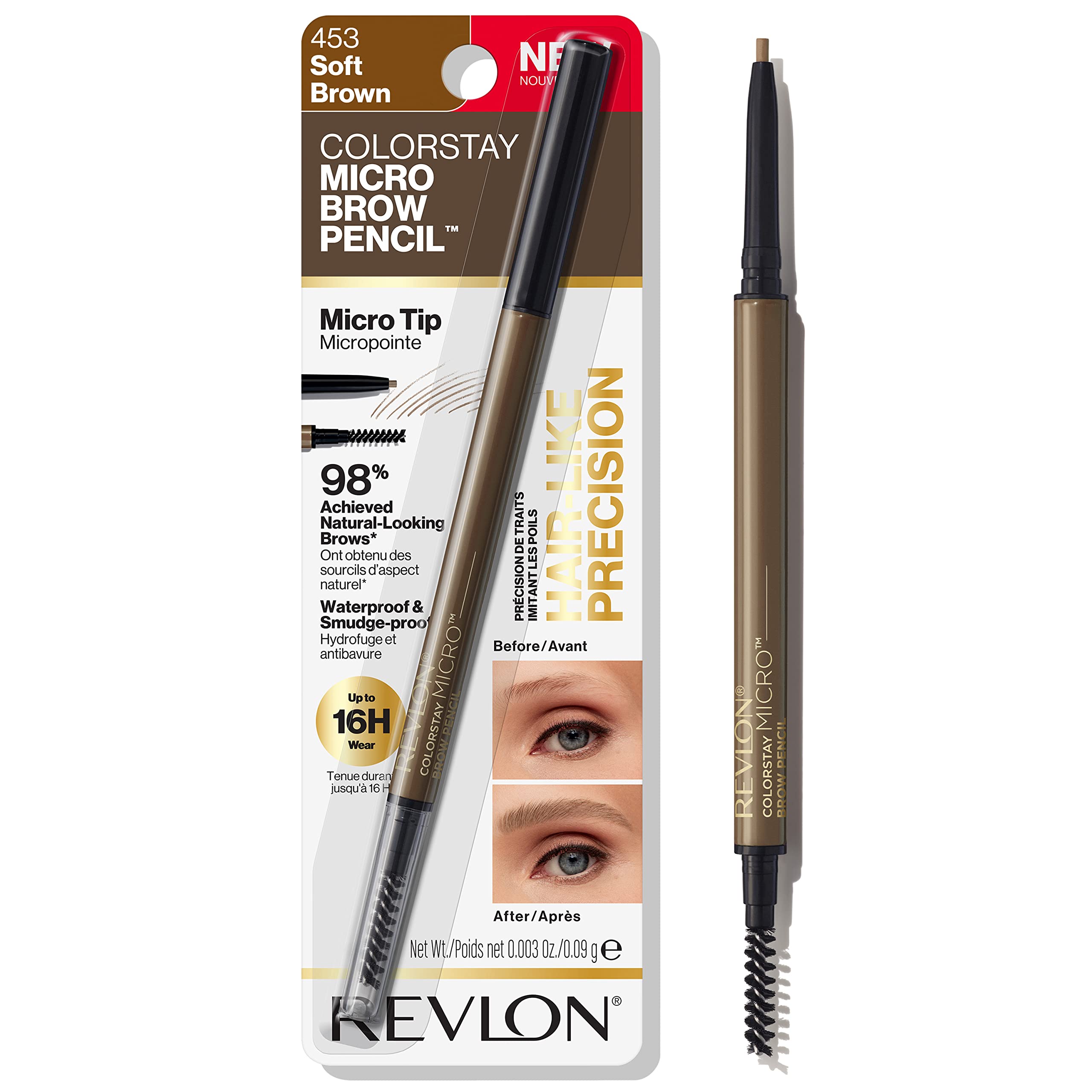 Lápiz De Cejas Revlon Colorstay Micro W/ Spoolie 453 Soft Brown - Venta Internacional.