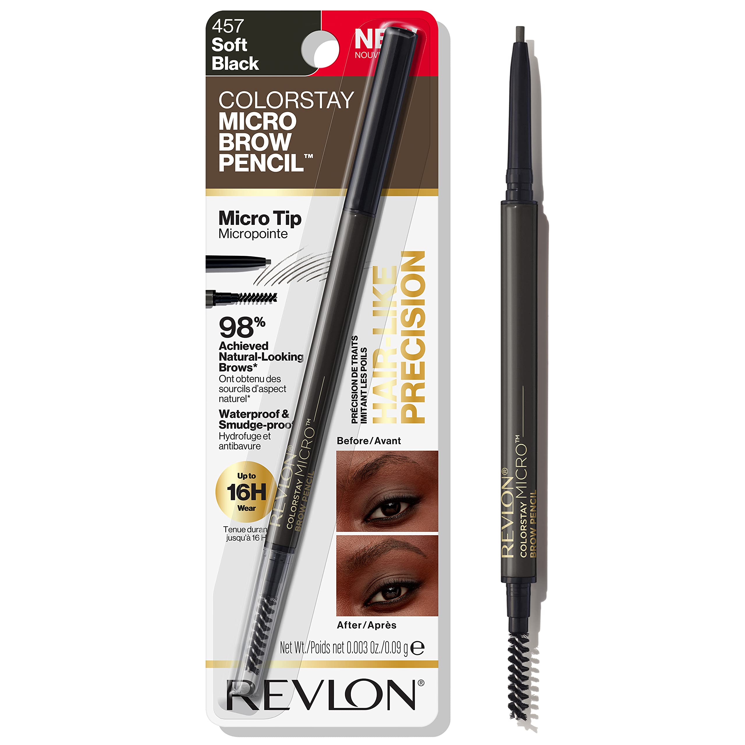 Foto 2 pulgar | Lápiz De Cejas Revlon Colorstay Micro W/ Spoolie 457 Soft Black - Venta Internacional.