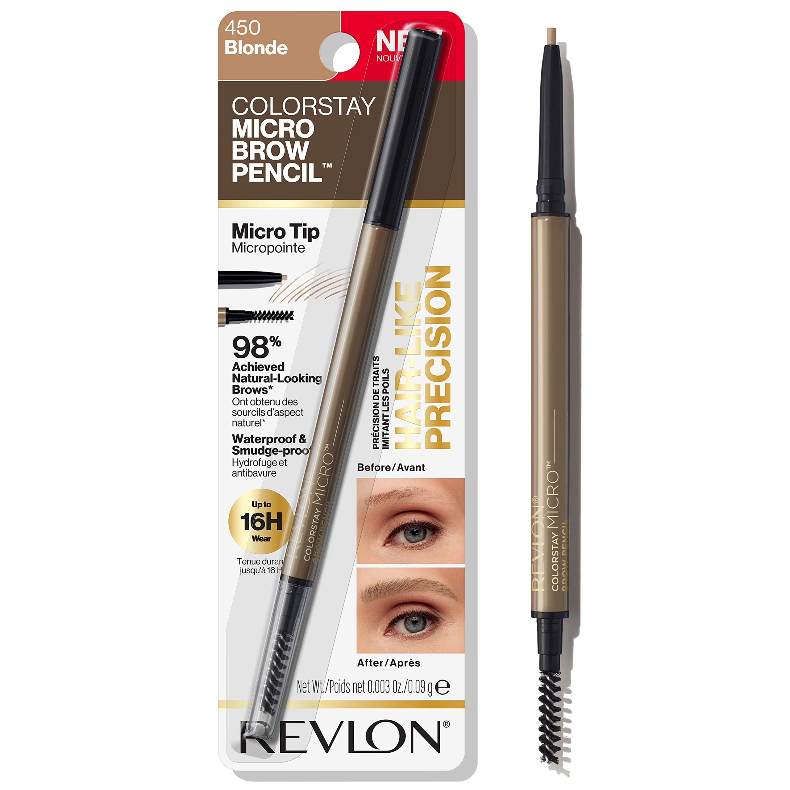 Foto 2 pulgar | Lápiz De Cejas Revlon Colorstay Micro W/ Spoolie 450 Blonde - Venta Internacional.