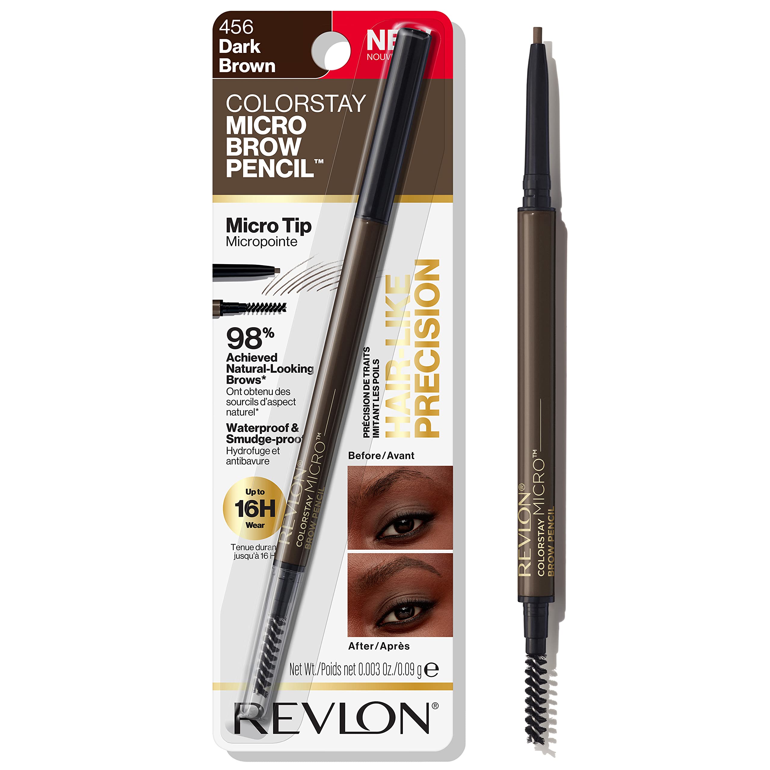 Lápiz De Cejas Revlon Colorstay Micro W/ Spoolie 456 Dark Brown - Venta Internacional.