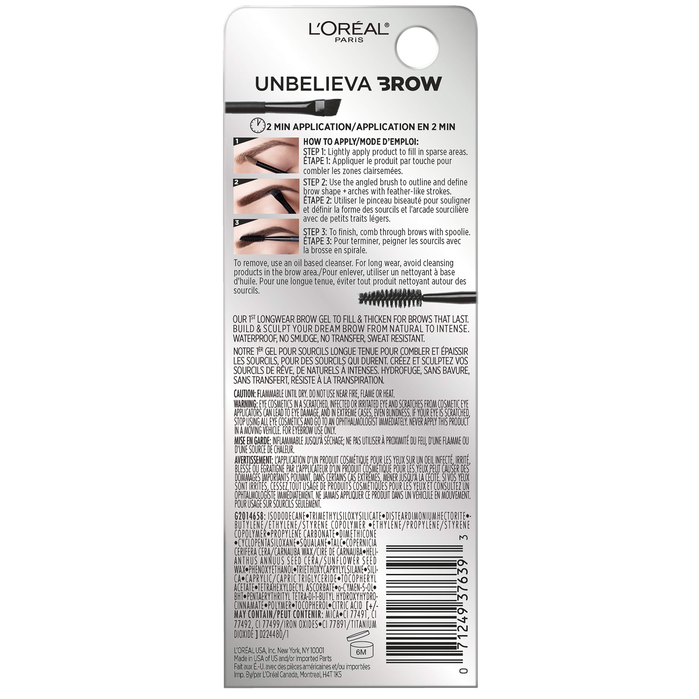 Foto 4 pulgar | Gel Para Cejas L'oréal Paris Unbelieva-brow Longwear Impermeable - Venta Internacional.