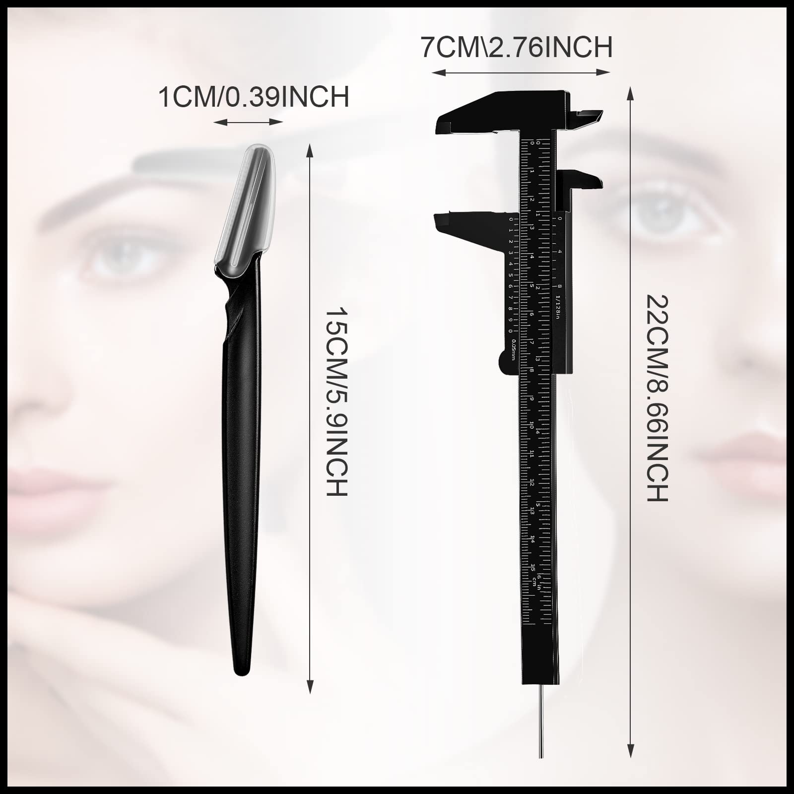 Foto 5 pulgar | Juego De Reglas Para Tatuajes Y Cejas 6 Piezas Con Cuchillas para Recortar Cejas - Venta Internacional