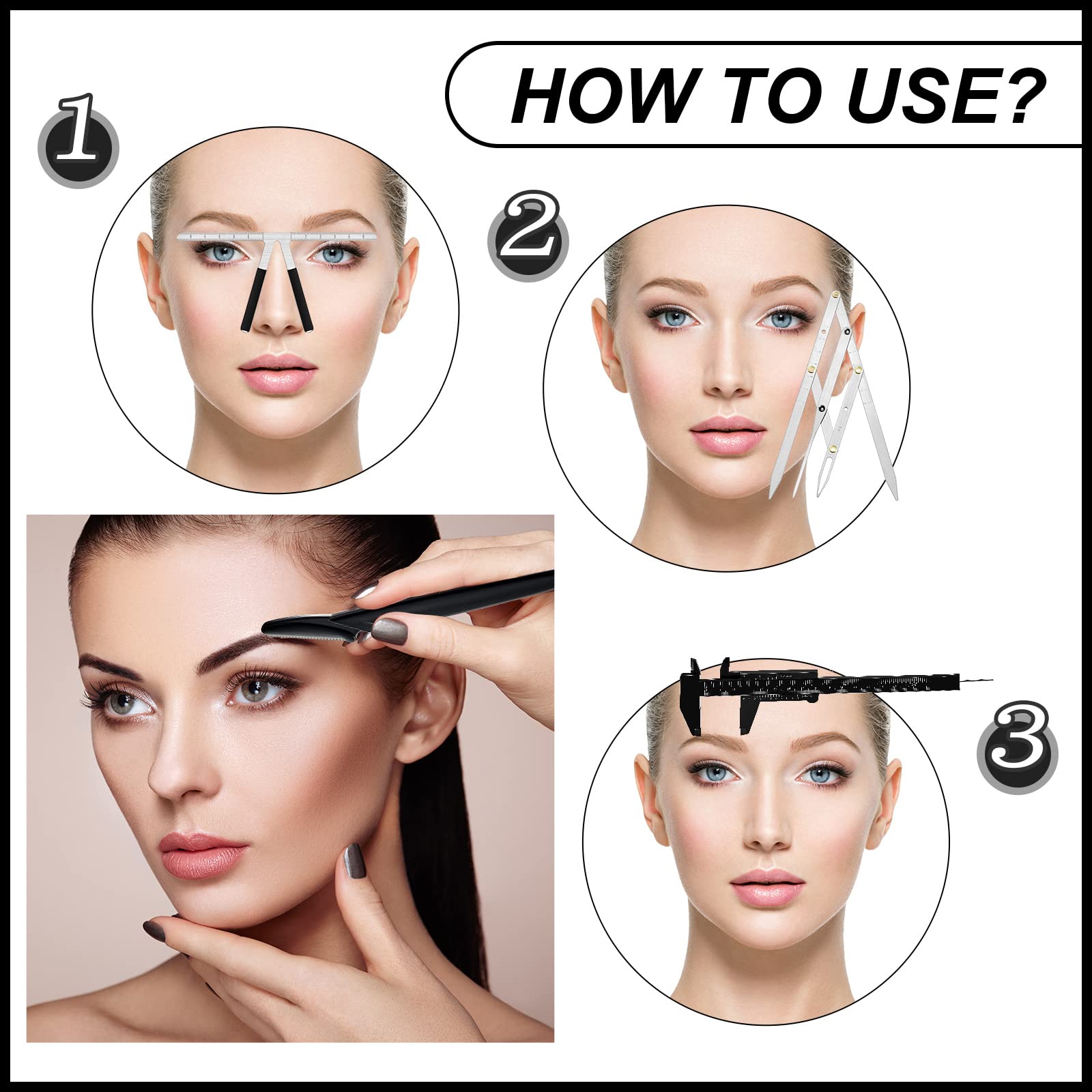 Foto 6 pulgar | Juego De Reglas Para Tatuajes Y Cejas 6 Piezas Con Cuchillas para Recortar Cejas - Venta Internacional
