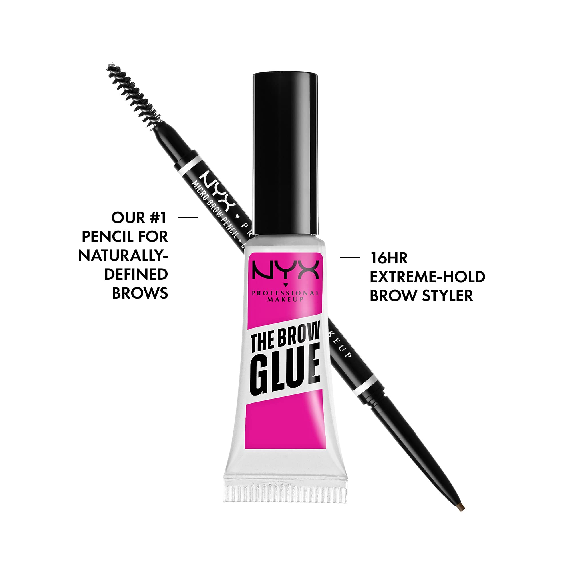 Foto 3 pulgar | Lápiz De Microcejas Makeup Nyx Professional, Marrón Ceniza Con Pegamento Para Cejas - Venta Internacional.