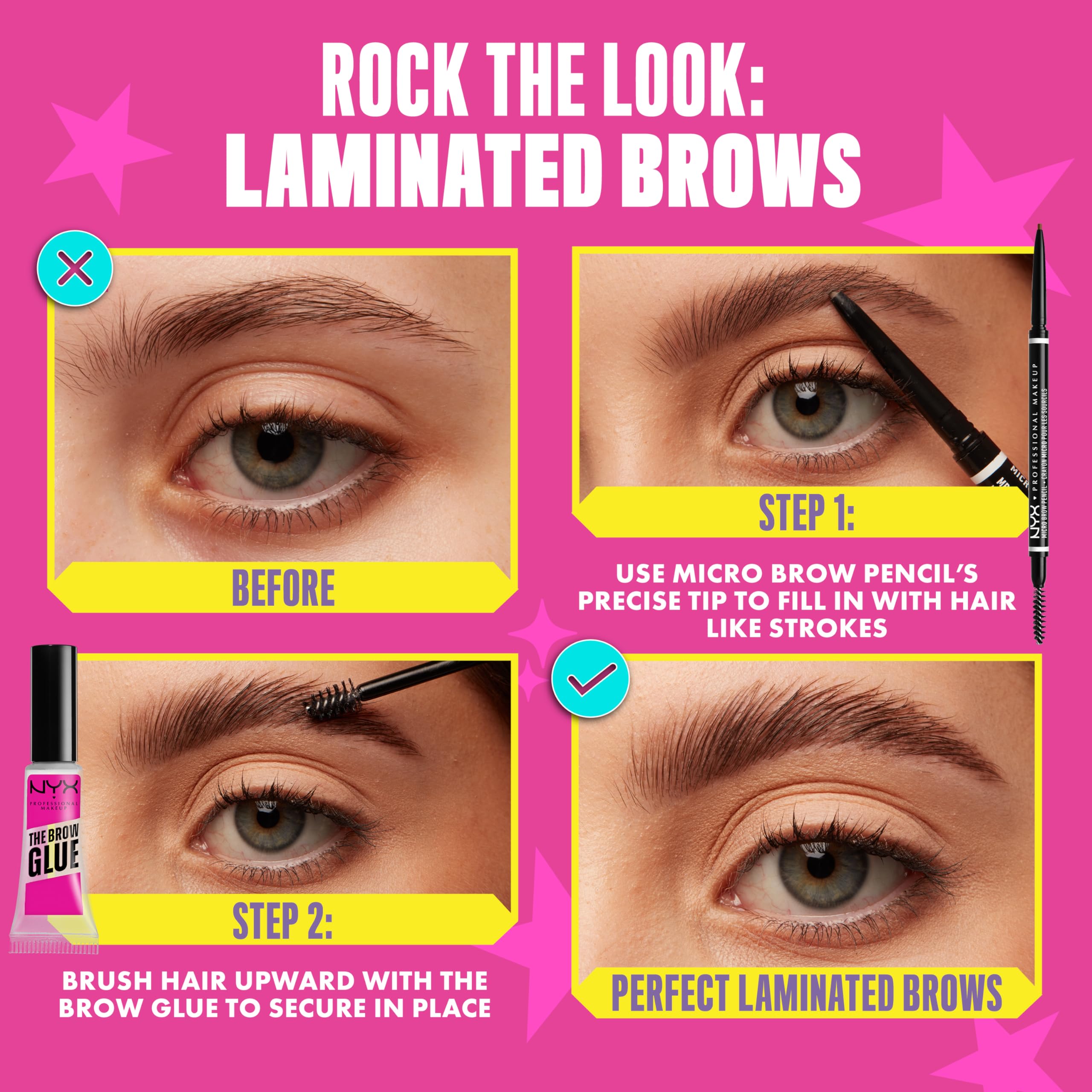 Foto 4 pulgar | Lápiz De Microcejas Makeup Nyx Professional, Marrón Ceniza Con Pegamento Para Cejas - Venta Internacional.