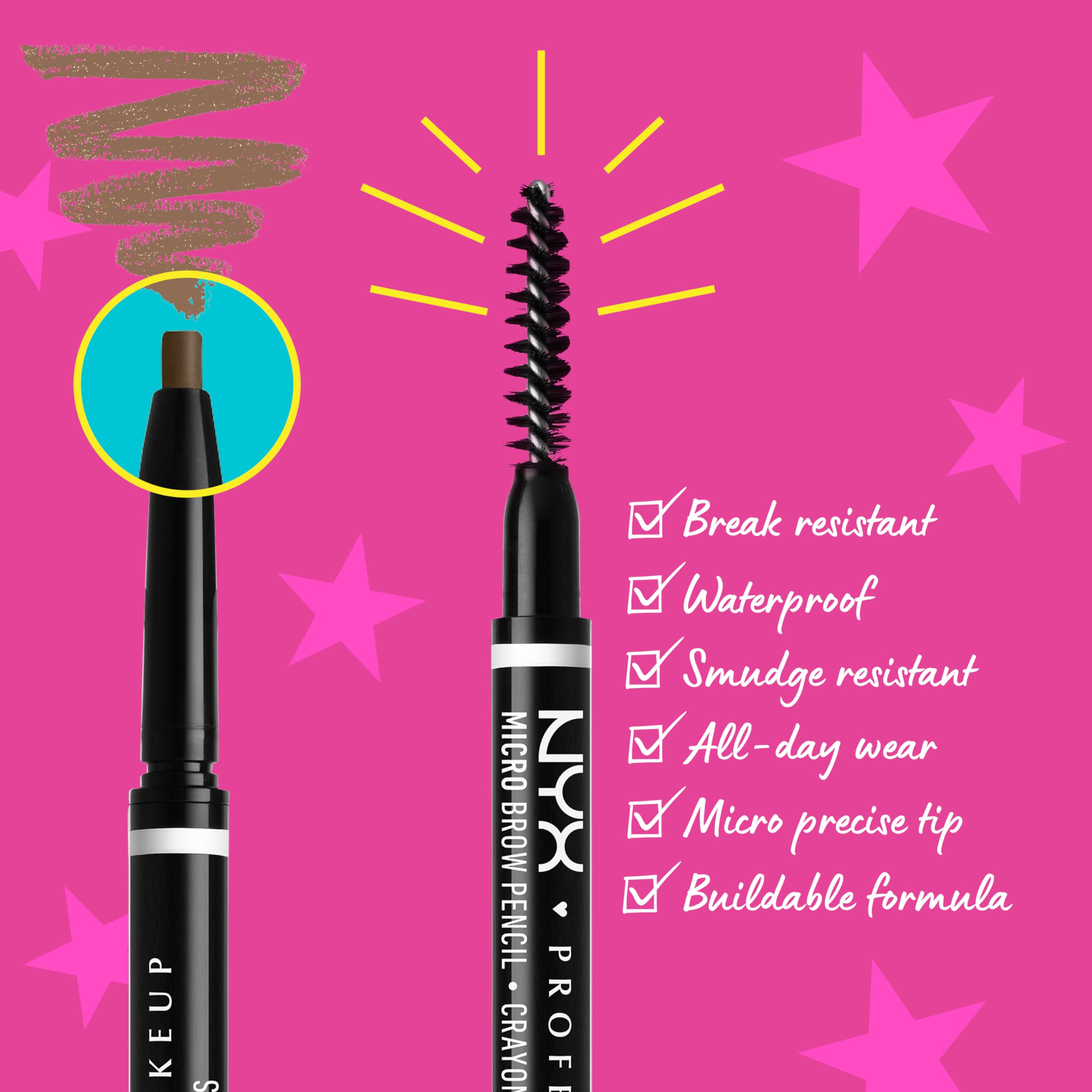 Foto 5 pulgar | Lápiz De Microcejas Makeup Nyx Professional, Marrón Ceniza Con Pegamento Para Cejas - Venta Internacional.