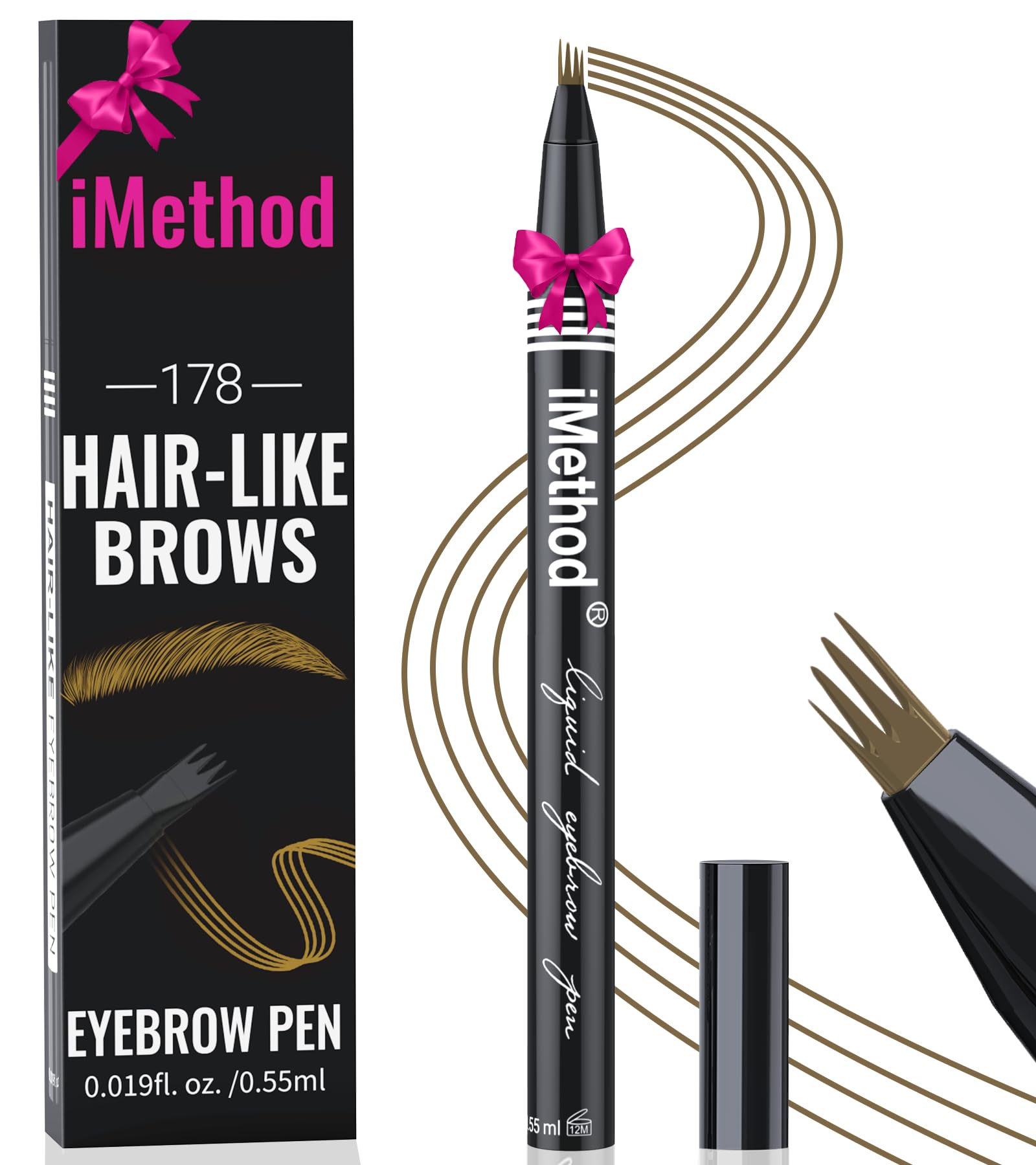 Bolígrafo Para Cejas Imethod Micro Con Punta De 4 Tenedores, Marrón, A Prueba De Manchas - Venta Internacional.