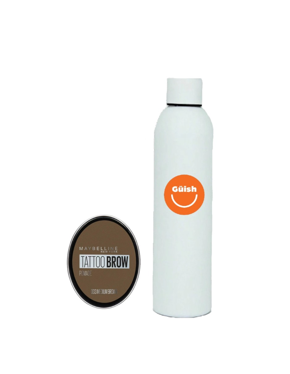 Foto 1 | Pomada Para Cejas Maybelline Brow Tattoo Color Medium Brown + Termo De Agua Güish