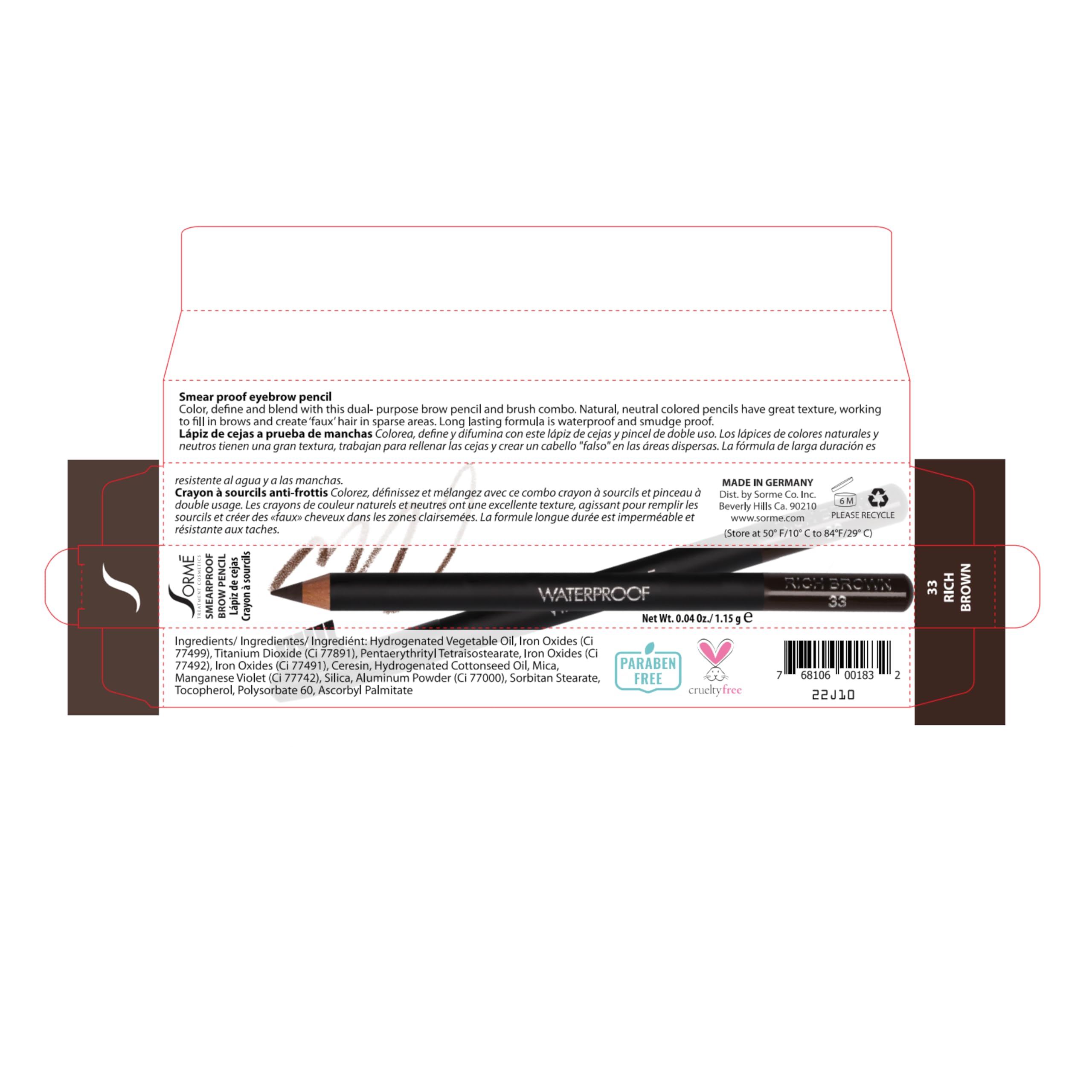 Foto 7 pulgar | Lápiz De Cejas Sormé Treatment Natural Definitive Waterproof - Venta Internacional.