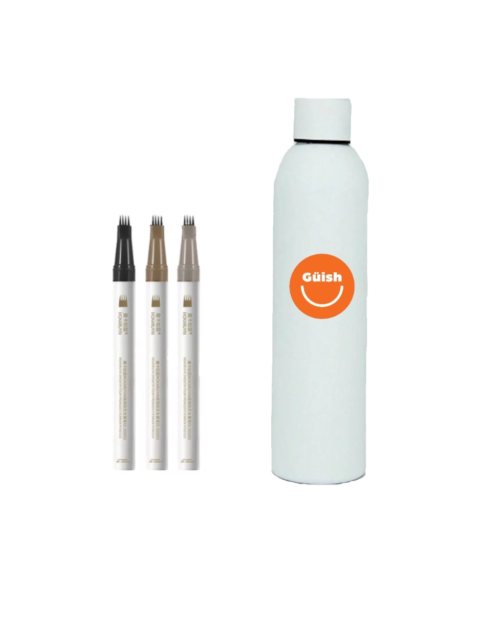 Foto 2 pulgar | Lápiz De Cejas Con 4 Puntas 3 Piezas + Termo GRATIS GÜISH