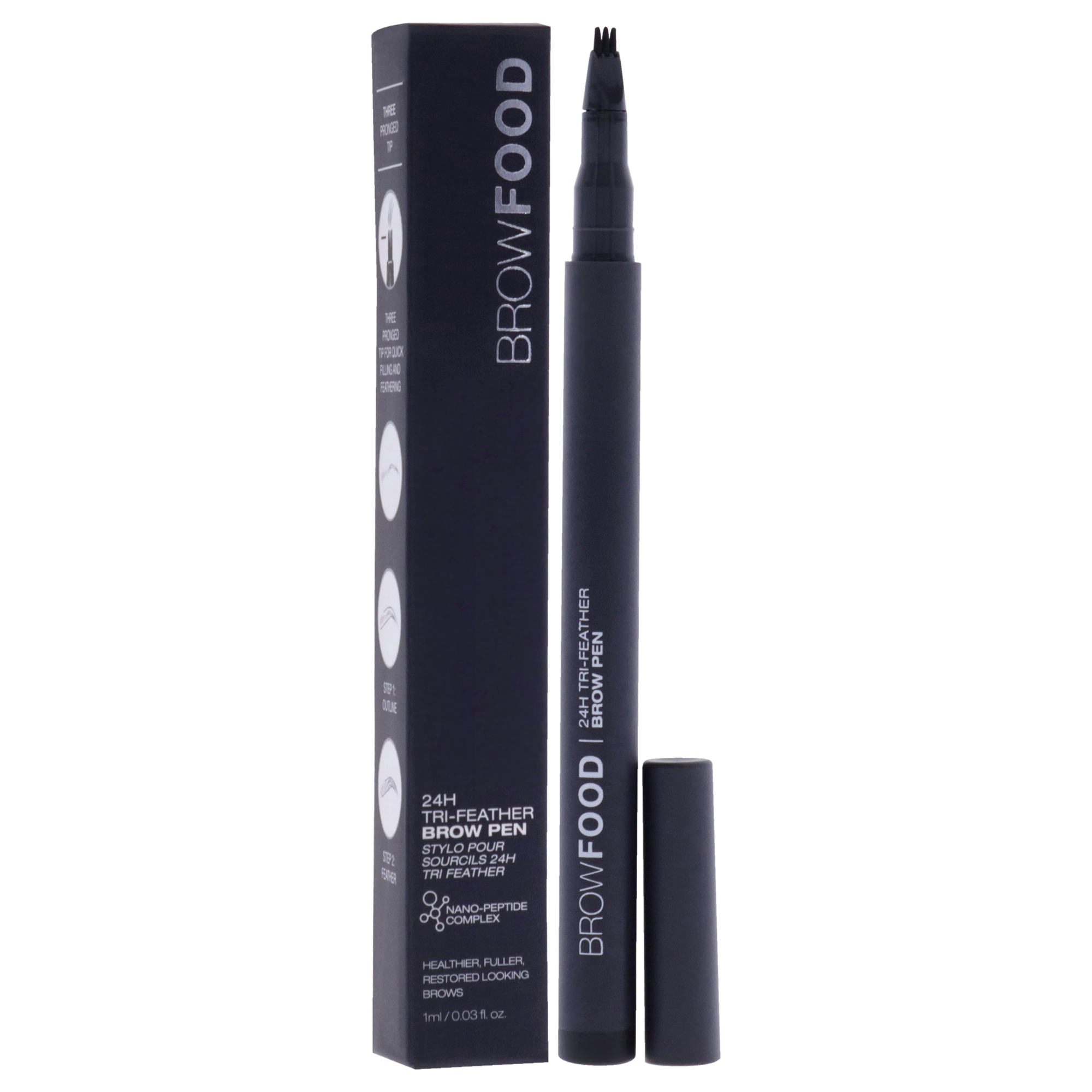 Foto 4 pulgar | Bolígrafo Para Cejas Lashfood Browfood 24h Tri Feather Charcoal 0.03 - Venta Internacional.