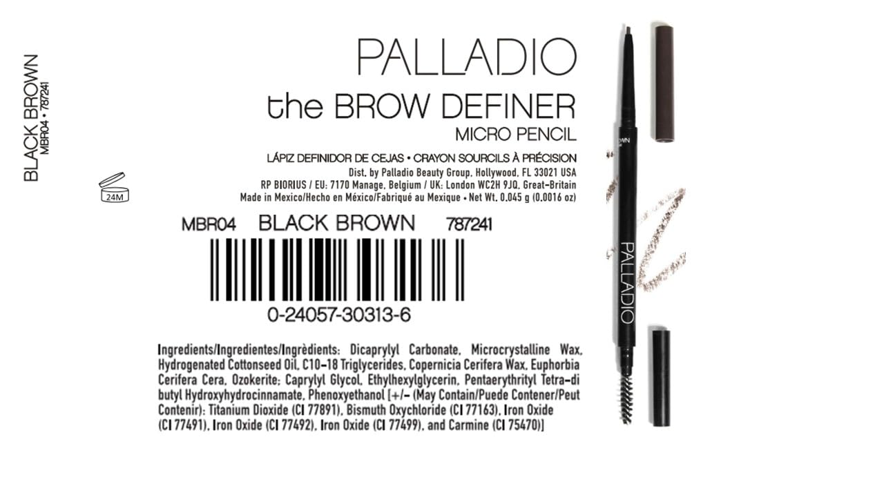 Foto 7 | Lápiz Definidor De Cejas Palladio Beauty Negro Y Marrón - Venta Internacional.