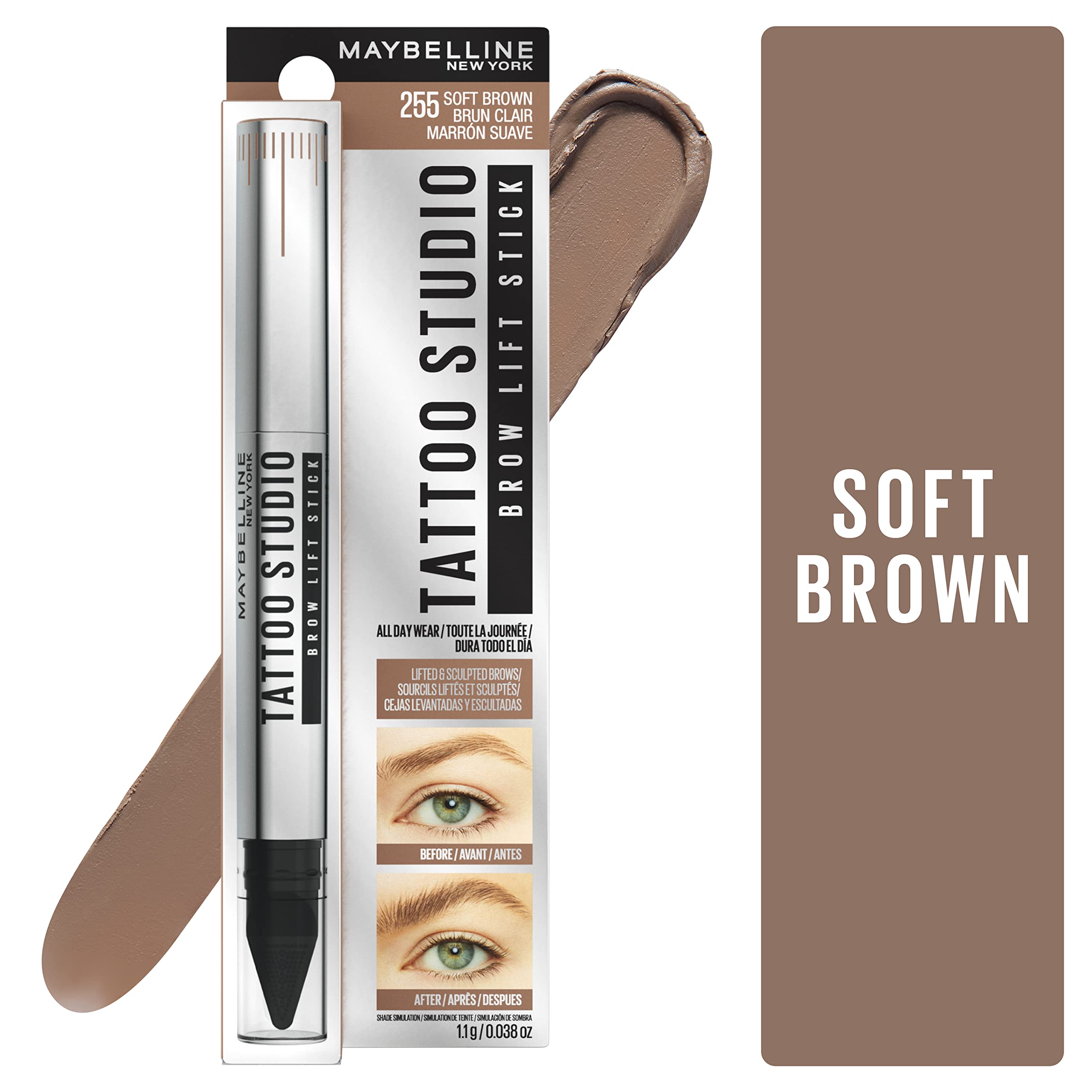 Foto 3 pulgar | Maquillaje En Barra Para Levantar Cejas Maybelline Tattoostudio Soft Brown - Venta Internacional.