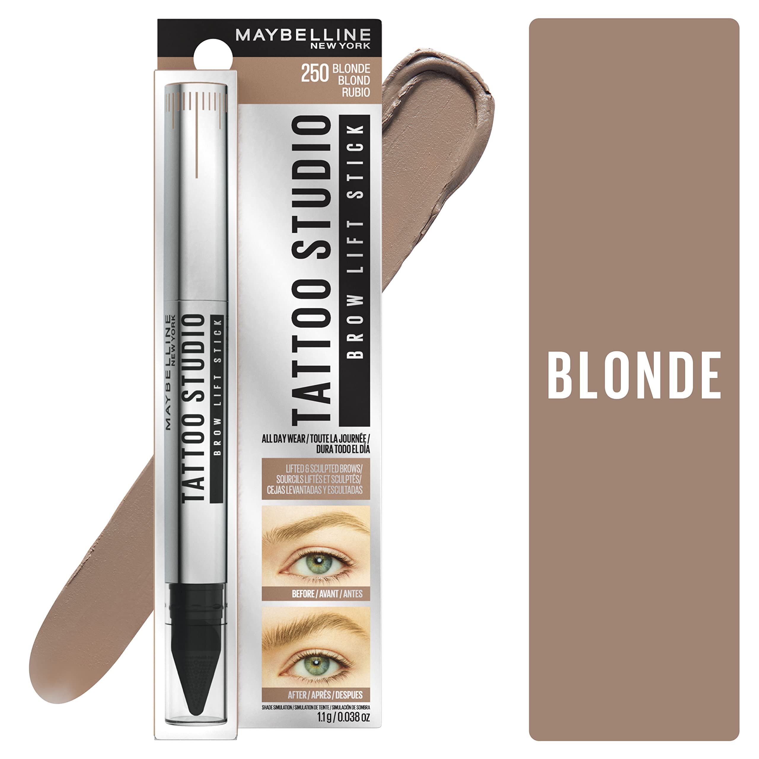 Foto 3 pulgar | Maquillaje En Barra Para Levantar Cejas Maybelline Tattoostudio Blonde - Venta Internacional.