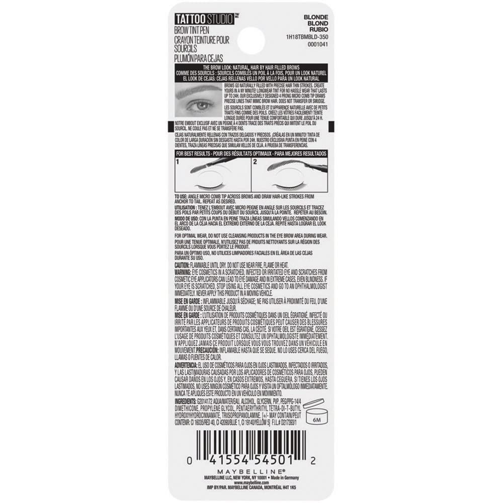 Foto 5 | Lápiz Para Cejas Maybelline New York Tattoostudio Blonde  1 Ml - Venta Internacional.