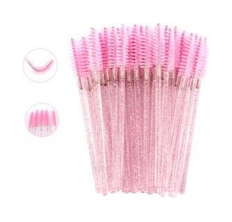 Foto 3 | 100 Microbrush + 50 Cepillos Desechables Para Pestañas Cejas Rosa