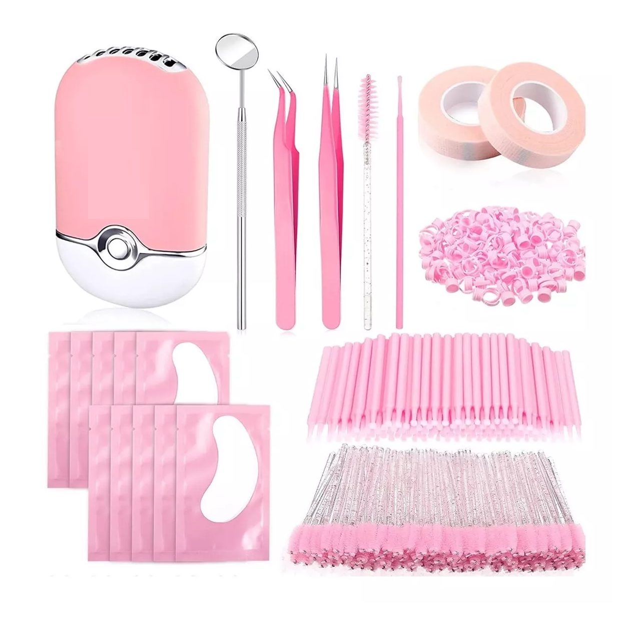 Kit de Pestañas de Visón 1x1 Belug para Aplicación de Extensión Rosa