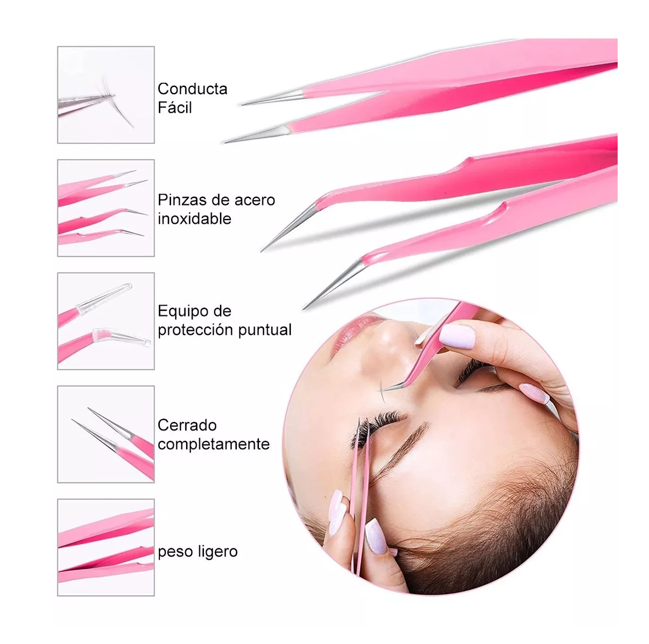 Foto 4 pulgar | Kit De Pestañas De Visón 1x1 Para Aplicación De Extensión Belug Rosa