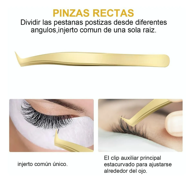 Foto 4 pulgar | Pinzas Xtellar Extensiones De Pestañas Volumen Color Dorado