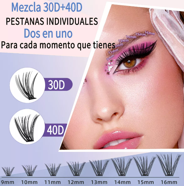 Foto 4 pulgar | Extensiones Xtellar Pestañas Diy, Kit De Racimos De Pestañas