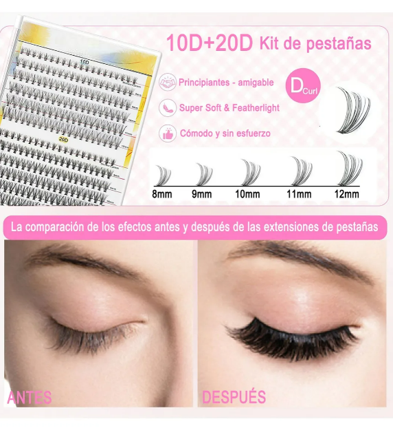 Foto 4 pulgar | Extensiones Xtellar Pestañas Diy, Kit De Racimos De Pestañas