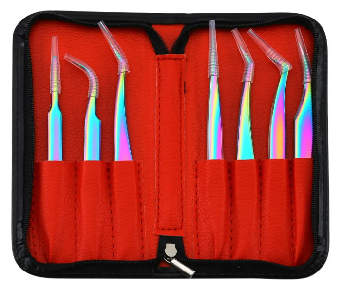 Foto 4 pulgar | Set Xtellar De 7 Pinzas Para Pestañas Visón Camaleón Con Estuche