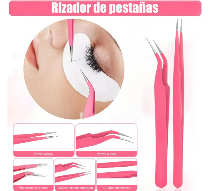 Foto 5 pulgar | Kit Xtellar De Pestañas Maquillaje Aplicación De Extensión Air Conditioning Rosa