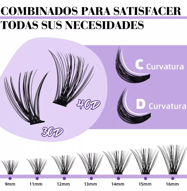 Foto 5 pulgar | Kit Xtellar De Extensiones De Pestañas  30d+40d  Mixtas Con Pegamento Y Removedor Pestañas Individuales Kit Completo D