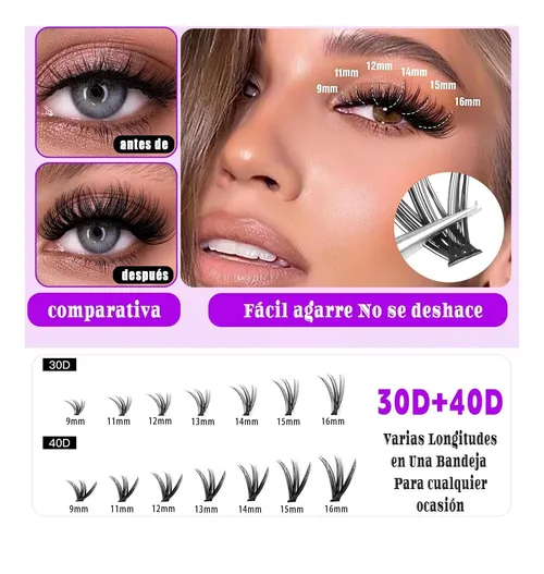 Foto 4 pulgar | Xtellar Kit Premium De Extensiones De Pestañas 3d 30d-100d 10-18mm – 300 Piezas Para Un Look Natural Y Voluminoso