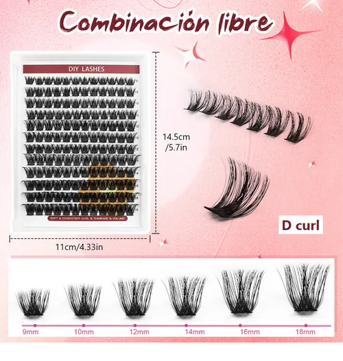 Foto 5 pulgar | Xtellar Kit Premium De Extensiones De Pestañas 3d 30d-100d 10-18mm – 300 Piezas Para Un Look Natural Y Voluminoso