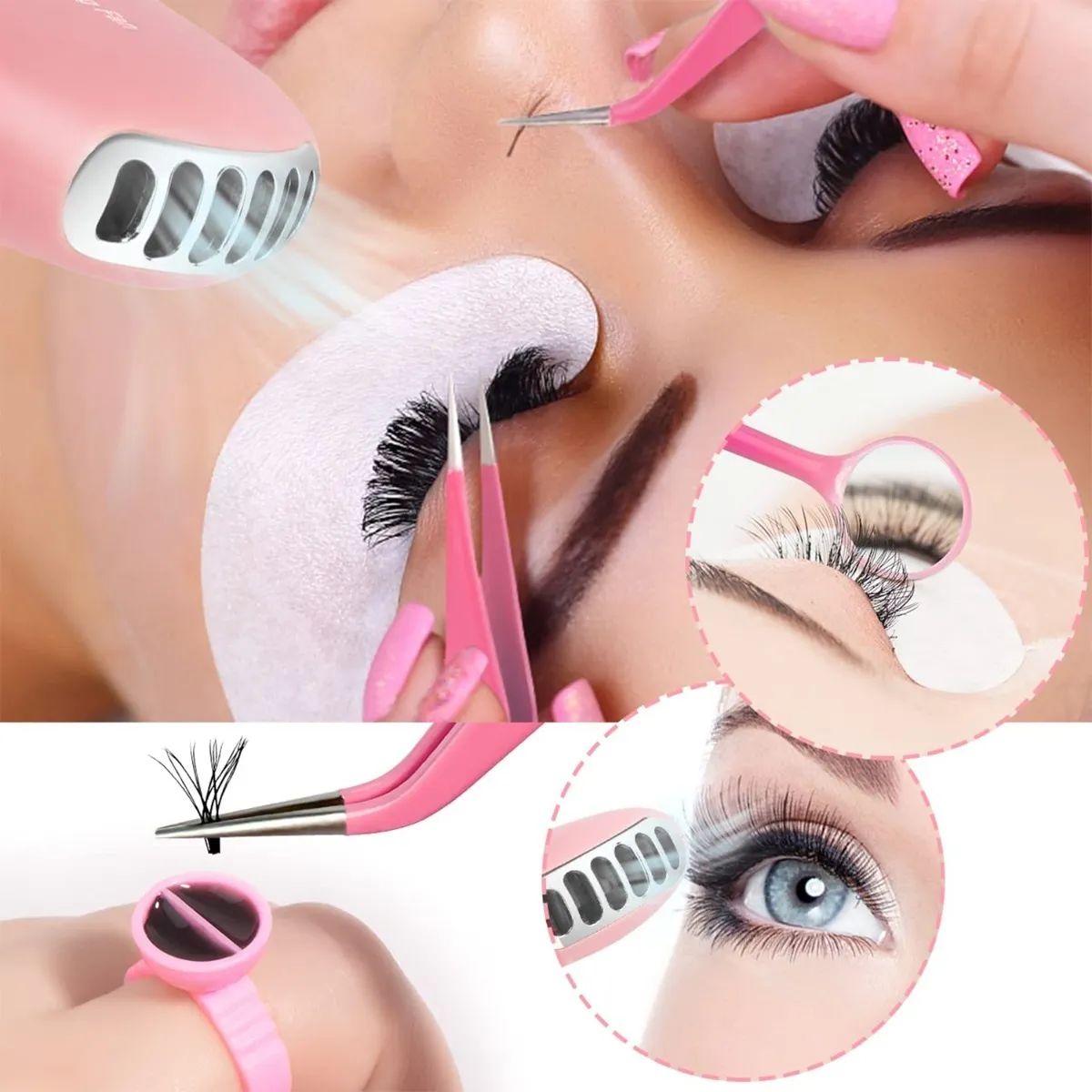 Foto 5 pulgar | Kit de Pestañas 1x1 con Ventilador USB Recargable con Accesorios