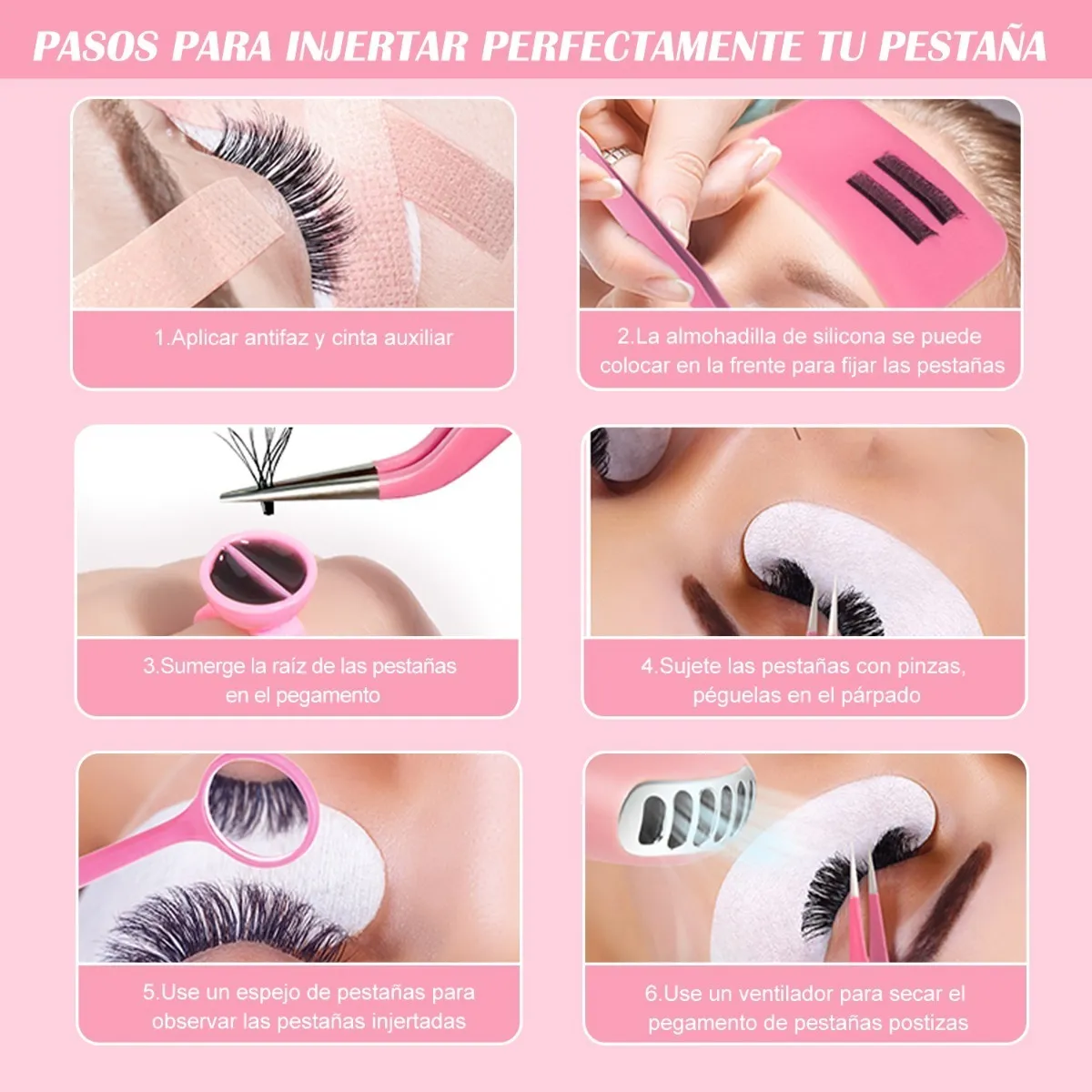 Foto 6 pulgar | Kit de Pestañas 1x1 con Ventilador USB Recargable con Accesorios