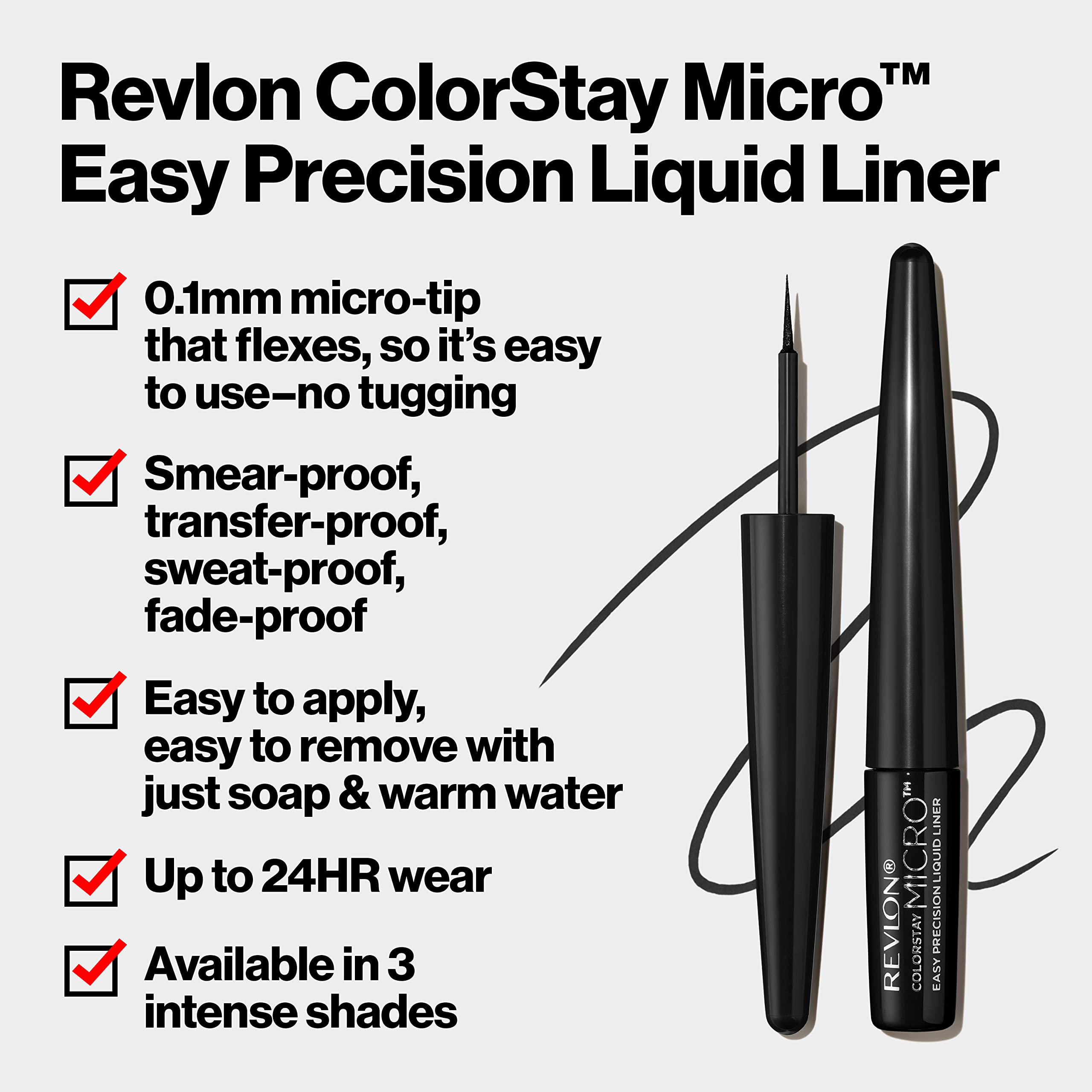 Foto 3 | Delineador Líquido Revlon Colorstay Micro Easy Precision 301 Blackout - Venta Internacional